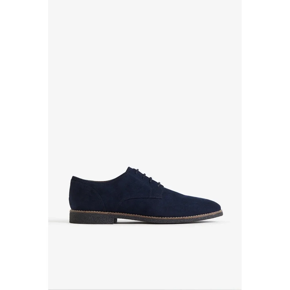H&M Mens Navy Blue Faux Suede Derby Lace Up Dress Shoes Size 44‎ US 10.5 11